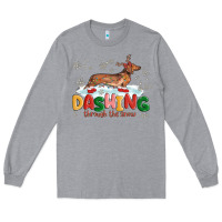 Heather Grey dachshund through the snow Long Sleeve Tee - MaliasSmallBusiness