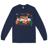 Navy dachshund through the snow Long Sleeve Tee - MaliasSmallBusiness