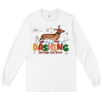 White dachshund through the snow Long Sleeve Tee - MaliasSmallBusiness