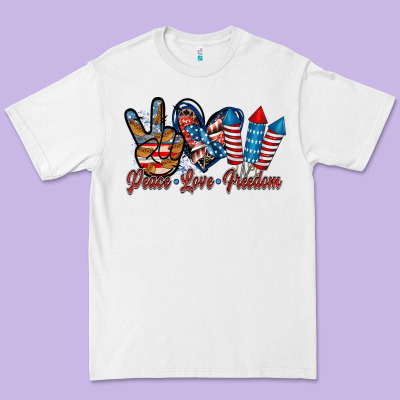 Peace Love Freedom Premium Tee Designed By Racoondesign