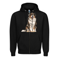 Black Australian shepherd Zipper Hoodie - RanaPortraitStore