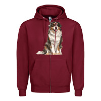 Burgundy Australian shepherd Zipper Hoodie - RanaPortraitStore