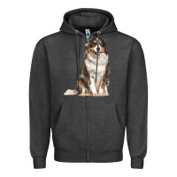Charcoal Heather Australian shepherd Zipper Hoodie - RanaPortraitStore