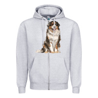 Heather Grey Australian shepherd Zipper Hoodie - RanaPortraitStore
