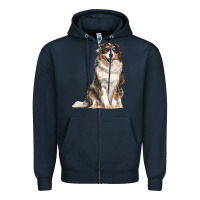 Navy Australian shepherd Zipper Hoodie - RanaPortraitStore