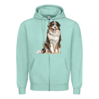 Seafoam Australian shepherd Zipper Hoodie - RanaPortraitStore