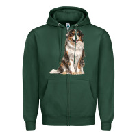 Sports Green Australian shepherd Zipper Hoodie - RanaPortraitStore