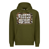 Army Green Western Wasted On You Background Premium Hoodie - LillyAllenDesigns