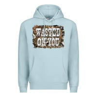 Blue Mist Western Wasted On You Background Premium Hoodie - LillyAllenDesigns