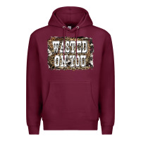Burgundy Western Wasted On You Background Premium Hoodie - LillyAllenDesigns