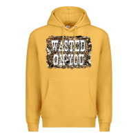 Mustard Western Wasted On You Background Premium Hoodie - LillyAllenDesigns