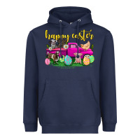 Navy happy easter truck with farm animal Heavyweight Hoodie - Neo Western