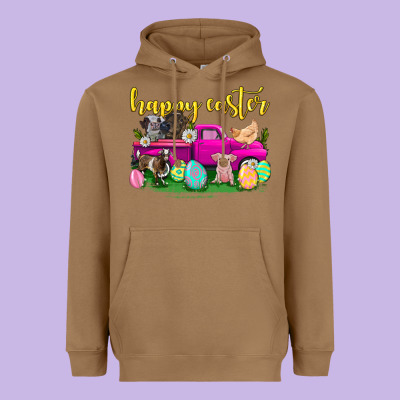 Happy Easter Truck With Farm Animal Heavyweight Hoodie Designed By Neo Western