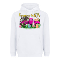 White happy easter truck with farm animal Heavyweight Hoodie - Neo Western