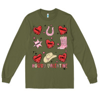Army Green howdy valentine copy Long Sleeve Tee - MaliasSmallBusiness