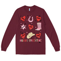Burgundy howdy valentine copy Long Sleeve Tee - MaliasSmallBusiness