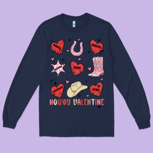 Howdy Valentine Copy Long Sleeve Tee Designed By Maliassmallbusiness