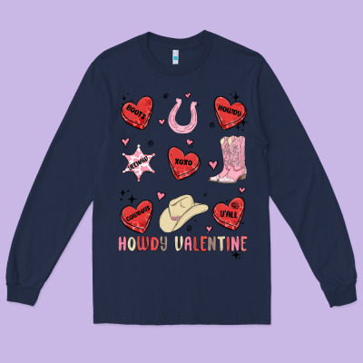 Long Sleeve Tee howdy valentine copy
