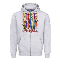 Heather Grey free dad hugs Zipper Hoodie - texasbilliewilder