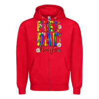 Red free dad hugs Zipper Hoodie - texasbilliewilder