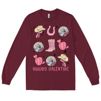 Burgundy howdy valentine Long Sleeve Tee - MaliasSmallBusiness