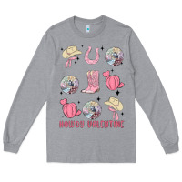 Heather Grey howdy valentine Long Sleeve Tee - MaliasSmallBusiness