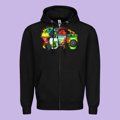Zipper Hoodie monster truck coffee cups