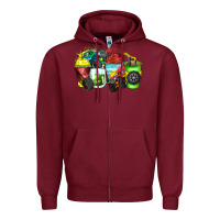 Burgundy monster truck coffee cups Zipper Hoodie - Zillion Design Studio