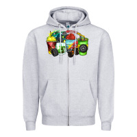 Heather Grey monster truck coffee cups Zipper Hoodie - Zillion Design Studio