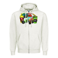 Oatmeal Heather monster truck coffee cups Zipper Hoodie - Zillion Design Studio