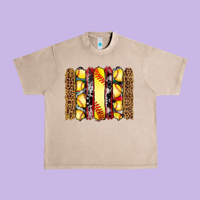 Softball Serape Leopard Cowhide Glitter Brushstrokes Urban Heavy Tee Designed By Artiststas