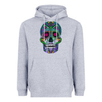 Heather Grey sugar skull Heavyweight Hoodie - FaDigitalArtStudio