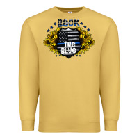 Antique Gold back the blue Premium Sweatshirt - CowhideDigitalArt