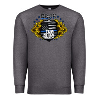 Charcoal Heather back the blue Premium Sweatshirt - CowhideDigitalArt