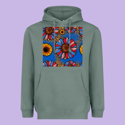 Usa Sunflowers Seamless Pattern Heavyweight Hoodie Designed By Hra Design Shop