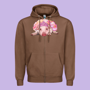 Balerina Baby Pig With Tutu Zipper Hoodie Designed By Ranaportraitstore