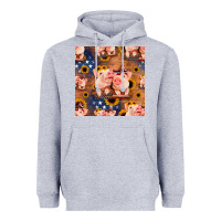 Heather Grey american pigs seamless pattern Heavyweight Hoodie - HRA Design Shop