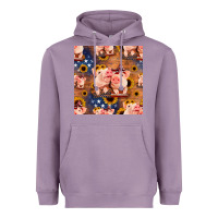 Lavender american pigs seamless pattern Heavyweight Hoodie - HRA Design Shop