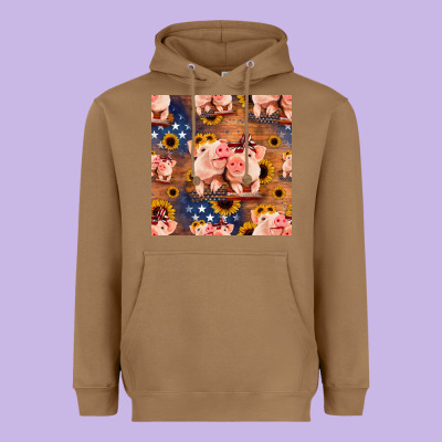 American Pigs Seamless Pattern Heavyweight Hoodie Designed By Hra Design Shop