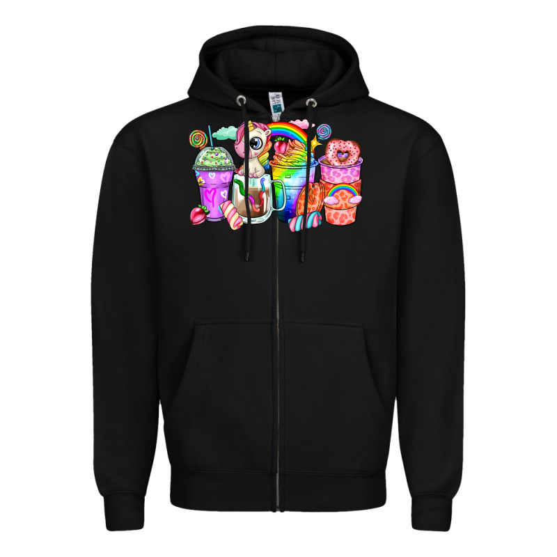 Unicorn Coffee Cups Zipper Hoodie by Zillion Design Studio | Teevron