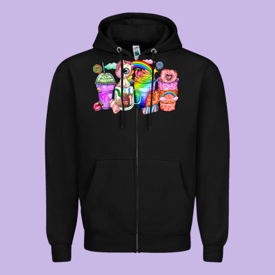 Zipper Hoodie unicorn coffee cups
