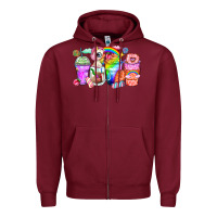 Burgundy unicorn coffee cups Zipper Hoodie - Zillion Design Studio