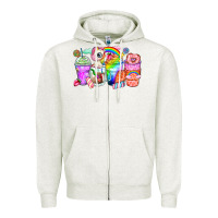 Oatmeal Heather unicorn coffee cups Zipper Hoodie - Zillion Design Studio