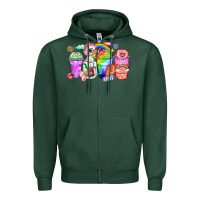 Sports Green unicorn coffee cups Zipper Hoodie - Zillion Design Studio