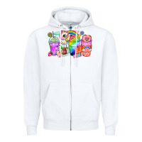 White unicorn coffee cups Zipper Hoodie - Zillion Design Studio