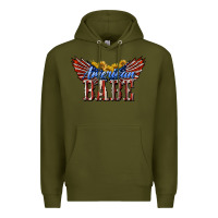 Army Green American Babe With Sunflowers Premium Hoodie - LillyAllenDesigns