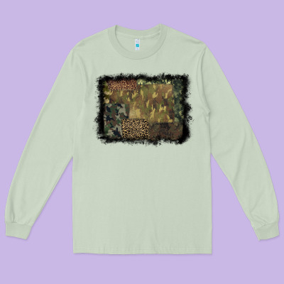 Camouflage Leopard Background Long Sleeve Tee Designed By Barkaloodesign