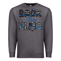 Charcoal Heather back the blue1 Premium Sweatshirt - CowhideDigitalArt