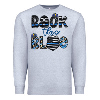 Heather Grey back the blue1 Premium Sweatshirt - CowhideDigitalArt
