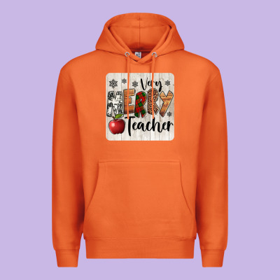 Very Merry Teacher Christmas Coaster Premium Hoodie Designed By Jasminsmagicworld
